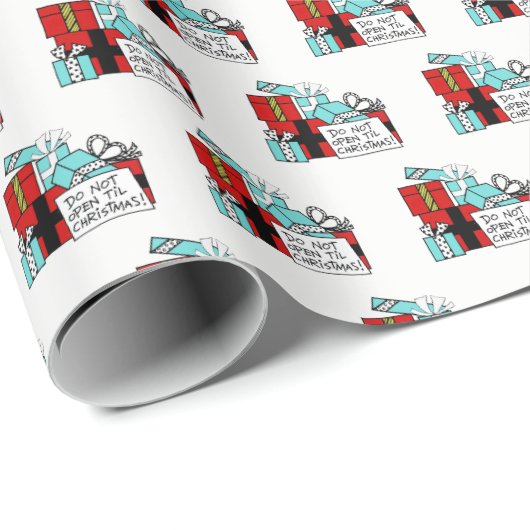 Papier Cadeau Ne pas ouvrir jusqu'à Noël présente Noël (Coin rond)