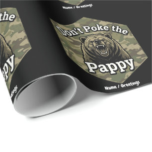 Papier Cadeau Ne Piquez pas Papy Ours Brun Drôle et Robustes