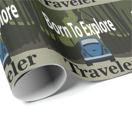 Papier Cadeau Né Pour Explorer Road Trip (Coin rond)