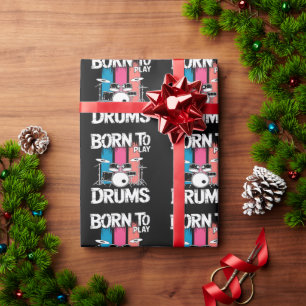 Papier Cadeau Né pour jouer de la batterie