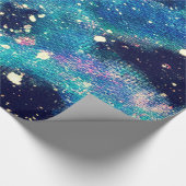 Papier Cadeau Nebula turquoise et étoiles (Coin)