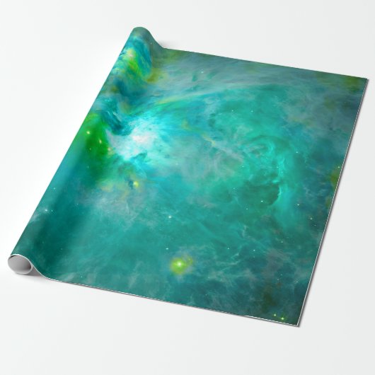 Papier Cadeau Nébuleuse d'Orion Aqua Sarcelle (Déroulé)
