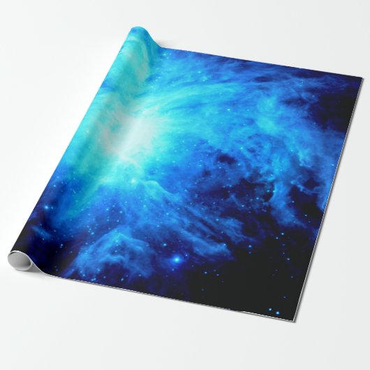 Papier Cadeau Nébuleuse d'Orion Bleu Vibrant (Déroulé)