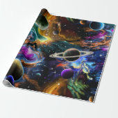 Papier Cadeau Nébuleuse spatiale et planète (Déroulé)