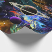 Papier Cadeau Nébuleuse spatiale et planète (Coin)