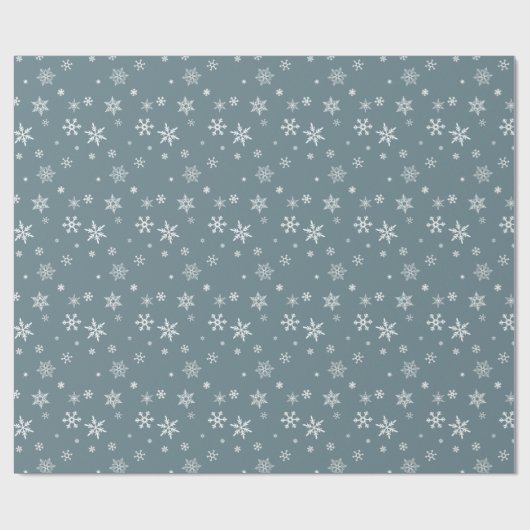 Papier Cadeau Neige blanche sur Dusty bleu moderne cadeau de Noë (Plat)