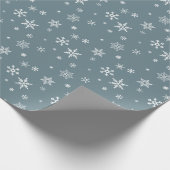 Papier Cadeau Neige blanche sur Dusty bleu moderne cadeau de Noë (Coin)