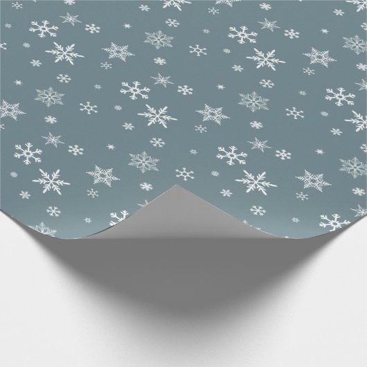 Papier Cadeau Neige blanche sur Dusty bleu moderne cadeau de Noë (Coin)