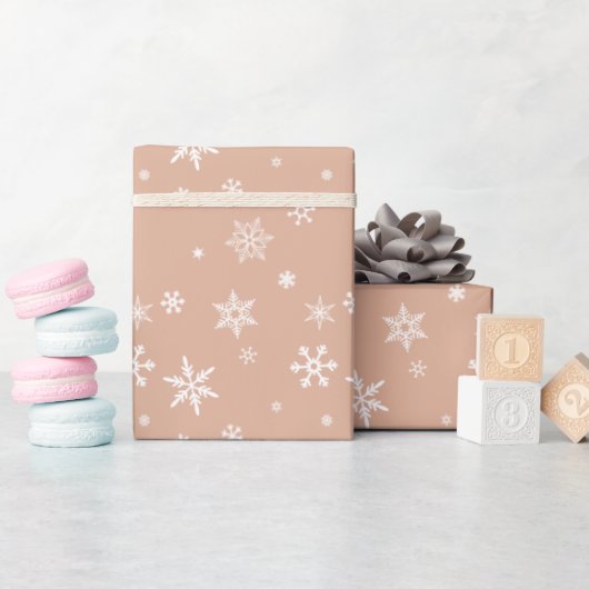 Papier Cadeau Neige blanche sur Dusty Rose cadeau de Noël modern (Baby Shower)