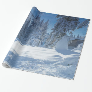 Papier Cadeau Neige de Noël décorative avec Parties scintillant