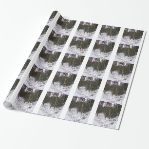 Papier Cadeau Neige et arbres sur l'enveloppe de cadeau par des