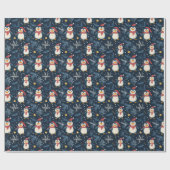 Papier Cadeau Neige et pingouins Hiver bleu (Plat)