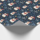 Papier Cadeau Neige et pingouins Hiver bleu (Coin)