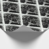 Papier Cadeau Neige et Yaie en noir Noël (Coin)