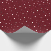 Papier Cadeau Neige, flocons blancs, hiver bordeaux (Coin)