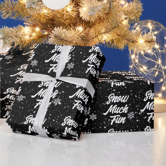 Papier Cadeau Neige Fun Fun Fun Fun Sur Noir (Vacances)