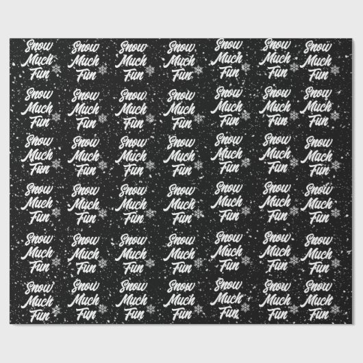 Papier Cadeau Neige Fun Fun Fun Fun Sur Noir (Plat)