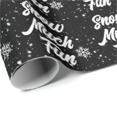 Papier Cadeau Neige Fun Fun Fun Fun Sur Noir (Coin rond)
