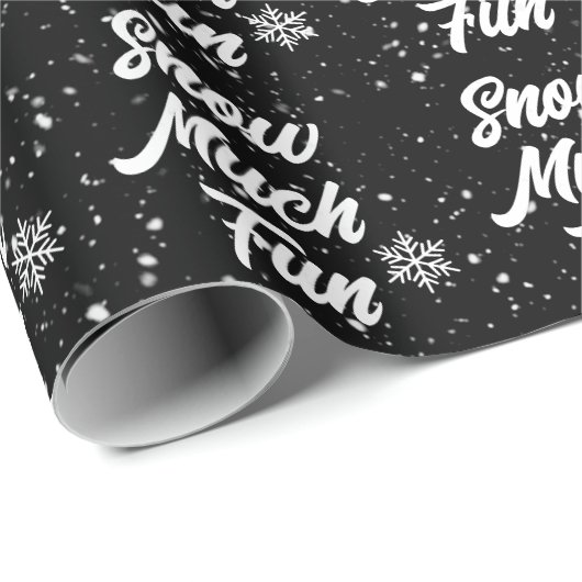 Papier Cadeau Neige Fun Fun Fun Fun Sur Noir (Coin rond)