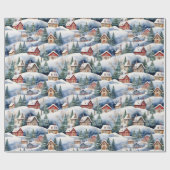 Papier Cadeau Neige hiver Village Noël (Plat)
