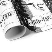 Papier Cadeau neige mignonne scène souriante noir et blanc (Coin rond)