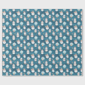 Papier Cadeau Neige Neige Noël Ornements Bleu Noël (Plat)