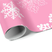 Papier Cadeau neige rose de noël (Coin rond)