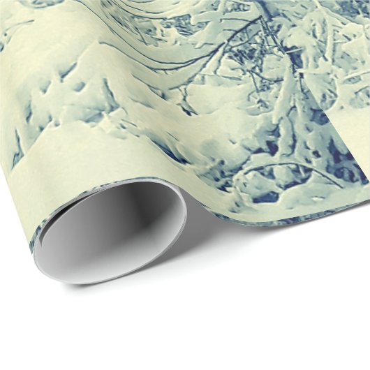 Papier Cadeau NEIGE SUR LE papier d'emballage BRANCHES (Coin rond)