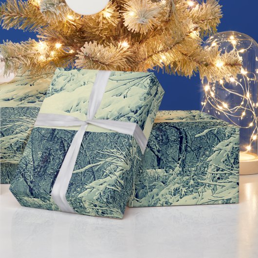 Papier Cadeau NEIGE SUR LE papier d'emballage BRANCHES (Vacances)
