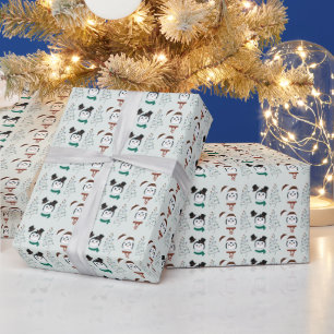 Papier Cadeau Neiges et pins Arbres verts Noël