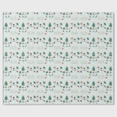 Papier Cadeau Neiges et pins Arbres verts Noël (Plat)