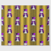 Papier Cadeau Neiges violettes à Noël d'or (Plat)