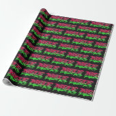 Papier Cadeau Nele prénom nom graffiti rouge vert (Déroulé)