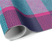 Papier Cadeau Neo-Fuchsia Plaid Giftwrap (Coin rond)