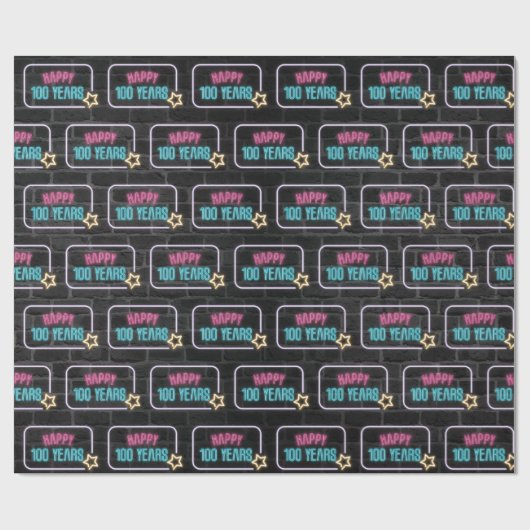 Papier Cadeau Neon 100e Marquee Anniversaire En Brique (Plat)