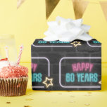 Papier Cadeau Neon 60th Birthday Marquee On Brick Wrapping Paper<br><div class="desc">Panneau de néon brillant avec une étoile sur le mur de la ville en briques foncées pour 60ème anniversaire.</div>
