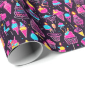 Papier Cadeau Neon Birthday Sweets (Coin rond)