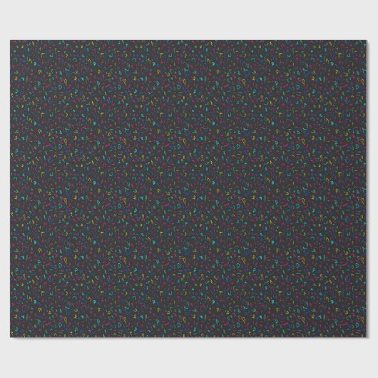 Papier Cadeau Neon Bright Marques sur Noir (Plat)
