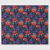 Papier Cadeau Neon Christmas Poinsettias (Plat)