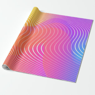 Papier Cadeau Neon coloré Vagues géométriques Abstraites  