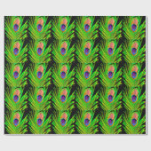 Papier Cadeau Neon Colors Peacock Feather (Plat)