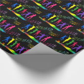 Papier Cadeau Neon Dance Party Musique Personnes en noir (Coin)