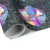 Papier Cadeau Neon Disco Ball Karaoke fête d'anniversaire (Coin rond)