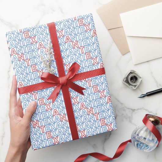 Papier Cadeau Néon du TEXAN rouge et bleu