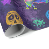 Papier Cadeau néon éffrayant Halloween chauves-souris design col (Coin rond)