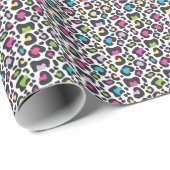 Papier Cadeau Neon Empreinte de léopard (Coin rond)