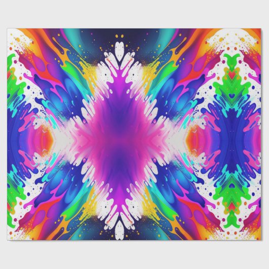 Papier Cadeau Neon, Faux Glow in the Dark, Paint Splatter (Plat)