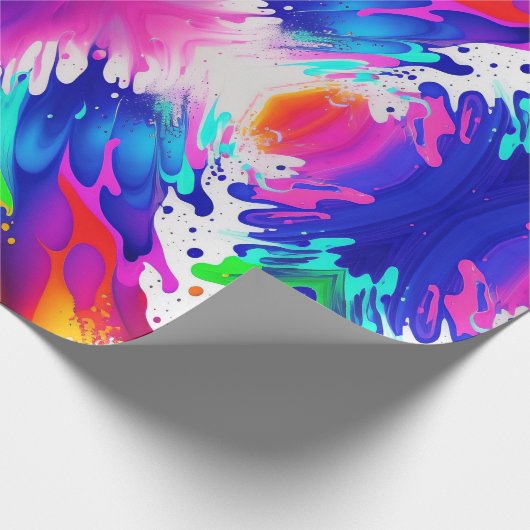 Papier Cadeau Neon, Faux Glow in the Dark, Paint Splatter (Coin)