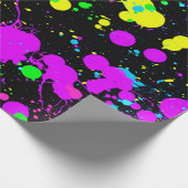 Papier Cadeau Neon, Faux Glow in the Dark, Paint Splatter (Coin)