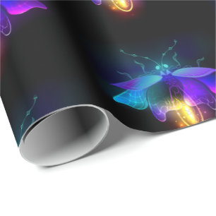 Papier Cadeau Neon Firefly sur noir